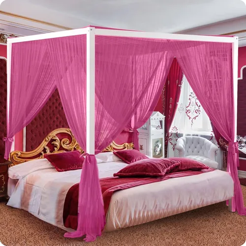 Miniatura 13 de South to East Cortinas de cama negras con dosel, toldo de 4 postes esquineros para niñas y adultos, cortinas de cama de lujo para decoración