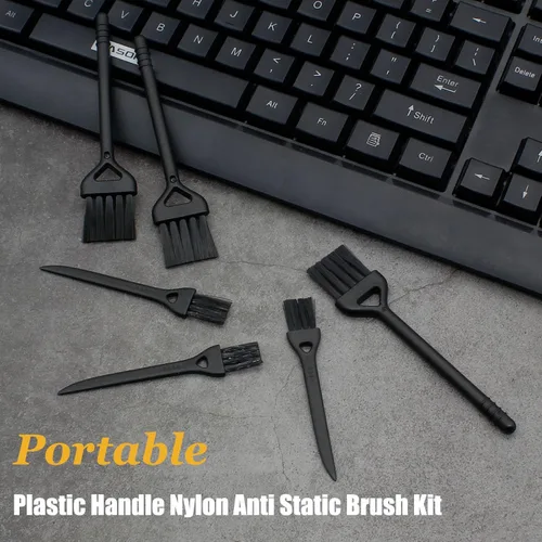 Miniatura 5 de Cepillo de limpieza de teclado, 6 piezas de mango de plástico de nailon antiestático kit de cepillo apto para teclado de computadora, laptop