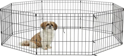 New World - Corral plegable de metal para cachorros/perros, corral de juego para interior/exterior sin puerta, proporciona 16 pies cuadrados de