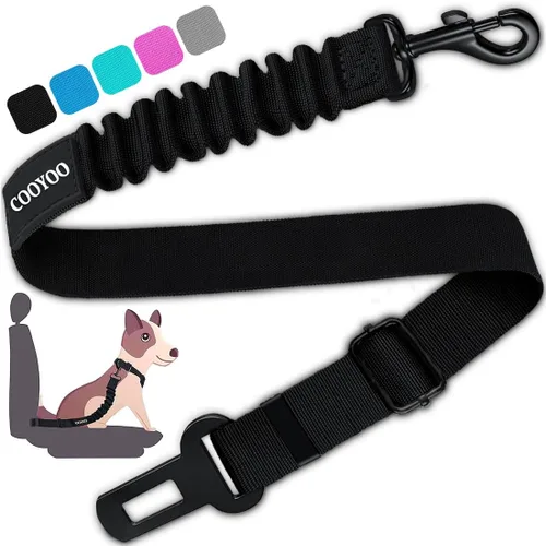 Miniatura 18 de COOYOO Cinturón de seguridad para perro, juego de 3 piezas retráctil, cinturones de seguridad ajustables para vehículo, nailon para mascotas, Set