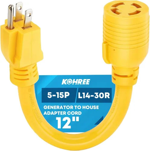 Kohree Cable adaptador de generador NEMA 5-15P a L14-30R, adaptador de 3 clavijas a 4 clavijas, STW 10 AWG 12 pulgadas, generador macho de 15