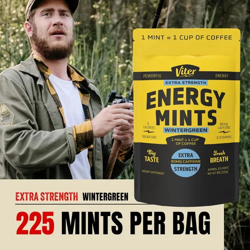 Miniatura 4 de Viter Energy Mentas Cafeinadas 80mg de Fuerza Extra - 90 Piezas Cafeinadas con Vitaminas B. Menta Vegana Sin Azúcar. Potenciador de Enfoque