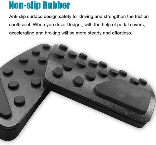 Miniatura 5 de LEXLEY 2 almohadillas de aluminio antideslizantes para pedal de freno de gas, cubiertas de pedal de acelerador sin perforación para Dodge 2011-2026