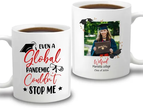 Miniatura 13 de Taza de café blanca personalizada para graduación, con texto en inglés "Behind You All Your Memories Before You All Your Dreams", taza de café de 11