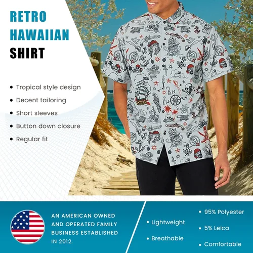 Miniatura 3 de Funny Guy Mugs Mens Hawaiian Print Button Down Short Sleeve Shirt