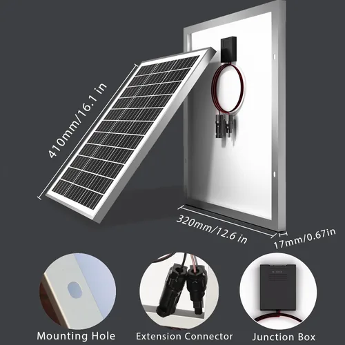 Miniatura 2 de Kit de panel solar de 20 W, 12 voltios, cargador de batería solar con controlador de carga de 10 A para caravana, barco, automóvil, remolque
