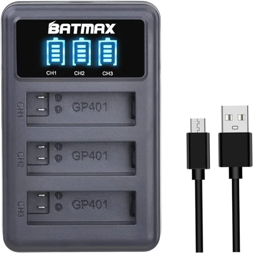 Miniatura 7 de Batmax Paquete de 3 baterías AHDBT-401 de 1680 mAh + LED 3 ranuras cargador USB para Gopro Hero 4 Batería Go Pro Hero4 AHBBP-401 Accesorios