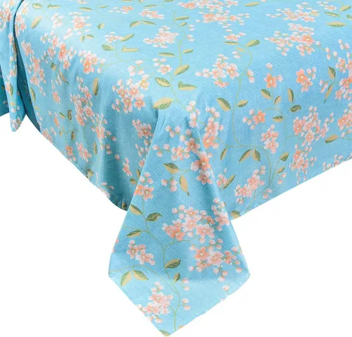 Miniatura 7 de JSD Juego de sábanas con estampado floral azul, tamaño Queen, 4 piezas, sábanas de microfibra con patrón suave, bolsillo extra profundo Sakura
