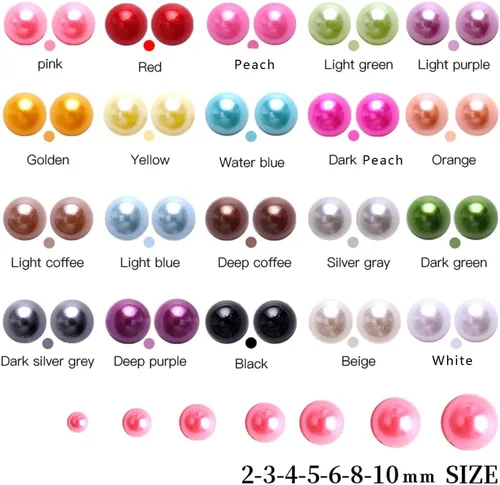 Miniatura 2 de 5700 piezas de medias perlas coloridas para manualidades, perlas de uñas para manualidades, accesorios de bricolaje, perlas de espalda plana