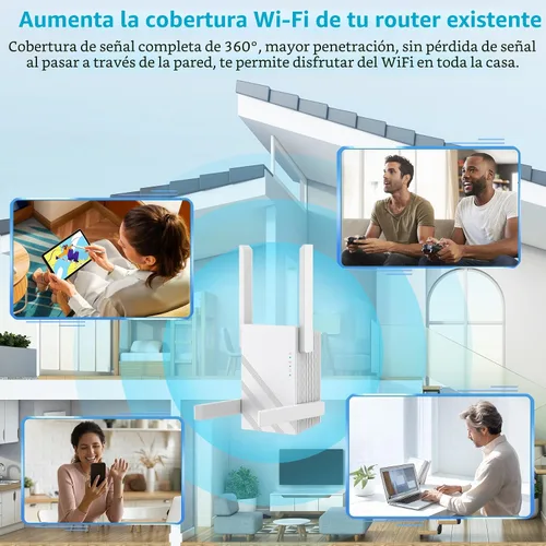 Miniatura 5 de Amplificador de señal WiFi de 1.2 Gbps 2025, hasta 12880 pies cuadrados, banda dual 5 GHz/2.4 GHz, extensores WiFi amplificador de señal