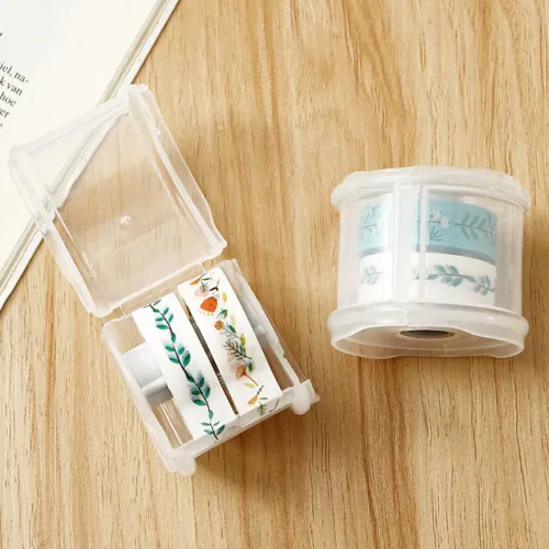 Miniatura 8 de Dreamty - 2 unidades de soporte dispensador de cinta Washi, cortador de cinta portátil redondo transparente con cubierta a prueba de polvo