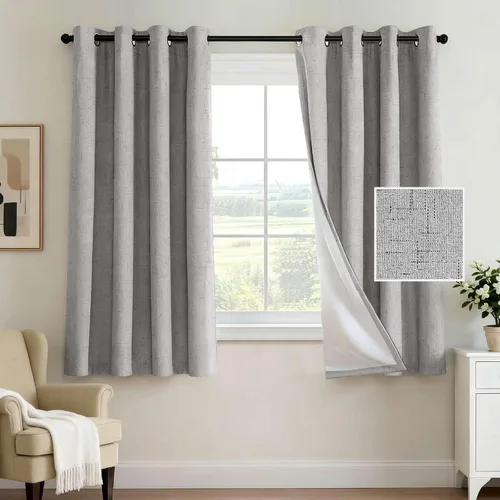 Miniatura 44 de H.VERSAILTEX - Cortina opaca 100 % de lino de 108 pulgadas de largo para dormitorio, con aislamiento térmico, lino texturizado, ahorro de energía