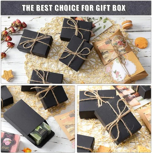 Miniatura 6 de Gersoniel 50 cajas de jabón de papel kraft para hacer jabón casero, suministros para recuerdos de fiesta, sin ventana, embalaje de envoltura de Negro