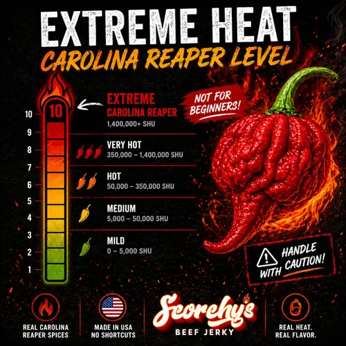 Miniatura 4 de Scorchy's Jerky - Carolina Reaper Beef Jerky - Cecina picante extrema, hecha en Estados Unidos, aperitivo alto en proteínas, bajo en carbohidratos