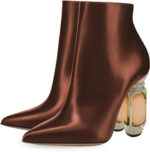 Miniatura 166 de FSJ Botas de tacón alto con punta puntiaguda para mujer, con tacón alto, con cremallera lateral brillante, estilo casual, para uso diario, zapatos