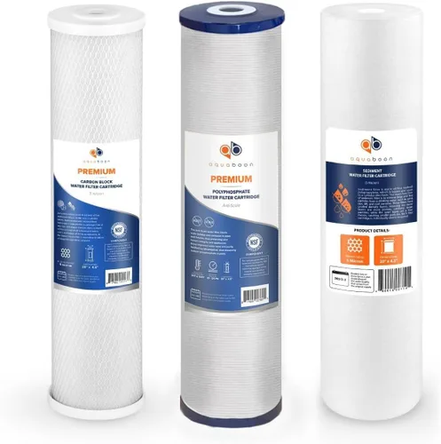 Miniatura 17 de Aquaboon Filtros de agua de 5 micrones, 20 x 4,5 pulgadas, juego para toda la casa, cartuchos de repuesto de filtro de agua certificados NSF, CTO