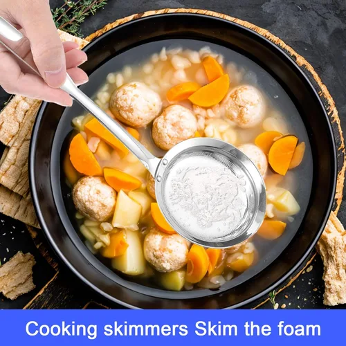 Miniatura 7 de Colador de malla fina de acero inoxidable, juego de 4 tamices de malla fina para cocina de cocina, colador de alimentos de mango largo