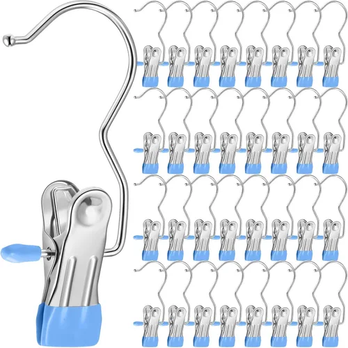 Miniatura 17 de 150 Piezas Ganchos Colgadores para Botas Clips Ganchos para Lavandería Colgadores de Acero Inoxidable Pinzas para Ropa Colgadores Portátiles