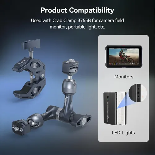 Miniatura 6 de SMALLRIG Brazo mágico Rosette de 7", soporte para monitor de cámara, brazo articulado con tornillos de 1/4"-20 y pasadores antitorsión, capacidad