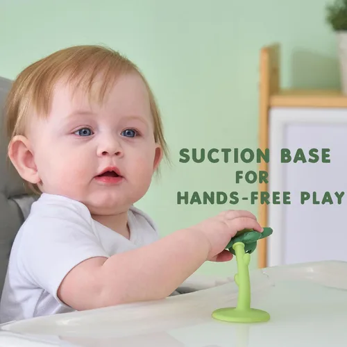 Miniatura 3 de Juguetes de dentición para bebés y sonajero 2 en 1 para bebés de 0 a 6 a 12 meses, mordedores de silicona de grado alimenticio para bebés de 3 a 6
