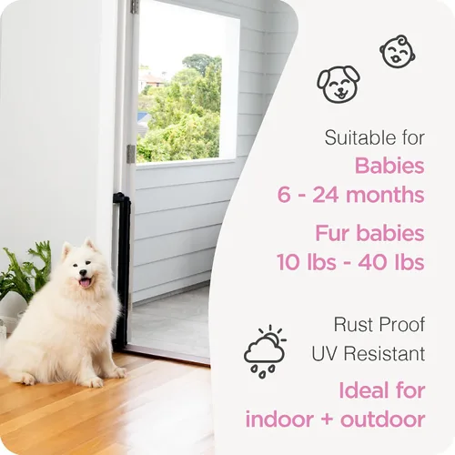 Miniatura 3 de Puerta retráctil para bebé Perma Child Safety 33 pulgadas de alto x 55 pulgadas de ancho, malla, para escaleras, puertas, perros, mascotas