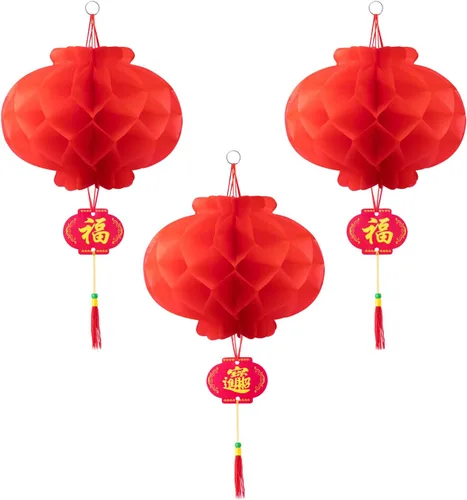 Miniatura 3 de Favide 20 linternas chinas de papel rojo de 10 pulgadas para decoración de Año Nuevo, Festival de Primavera, boda y restaurante