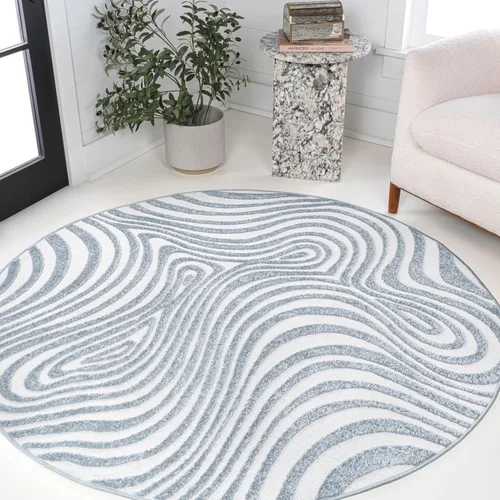 Miniatura 14 de Eyely NCS103F-28 Maribo High-Low Abstract Groovy Striped Black/White - Alfombra de pasillo de 2 x 8 pies, negro/blanco, 2 pies x 8 pies