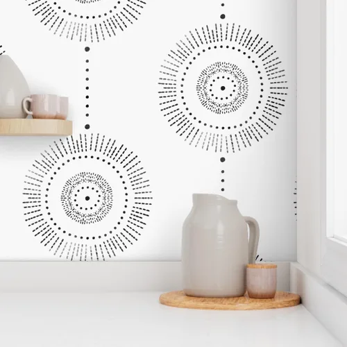 Miniatura 8 de Muestra de papel tapiz extraíble – Boho Geométrico Acuarela Círculos Abstracto Neutral Personalizado pre-pegado Papel pintado por Spoonflower