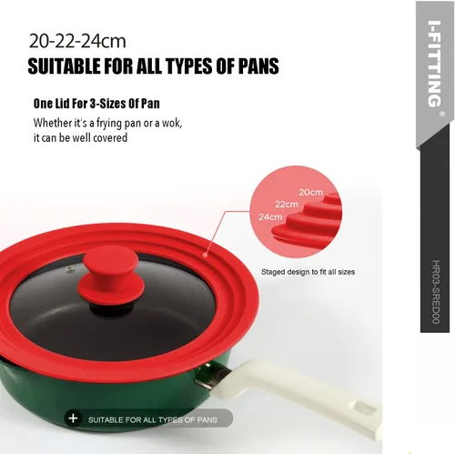 Miniatura 4 de HR Huare Technology - Tapa universal para olla, sartén, sartén para utensilios de cocina de 11 pulgadas, 12.5 pulgadas, tapa de silicona apta