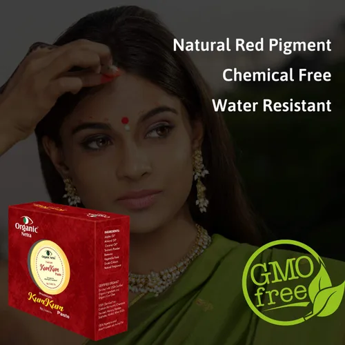 Miniatura 5 de Organic Netra Pasta Sindoor/Kumkum Resistente al agua de larga duración, a prueba de manchas Color granate profundo puro y natural, larga 2-Rojo