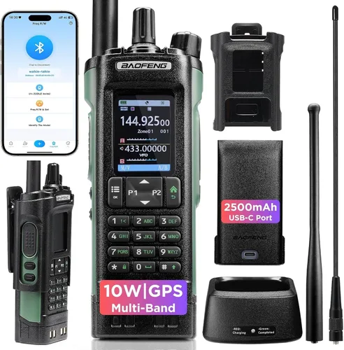 BAOFENG UV-32 Radio de Radioaficionado Portátil de 10W, Radio Bidireccional de Largo Alcance Multibanda con GPS, Chirp y Aplicación Inalámbrica