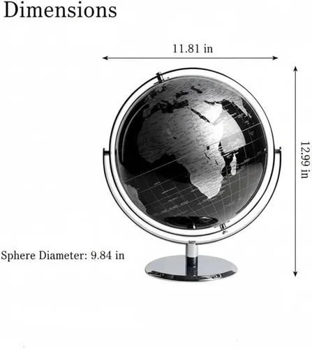 Miniatura 3 de Globo del mundo con soporte giratorio de acero inoxidable para adultos, elegante decoración y regalos para escritorio de oficina en casa para Negro