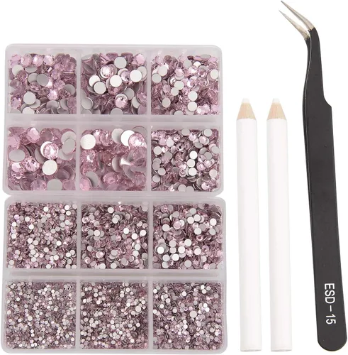 Miniatura 90 de NCB 288 diamantes de imitación de cristal redondos para arte de uñas, con parte trasera plana, para hacer accesorios de bricolaje, zapatos, ropa
