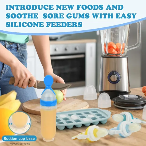 Miniatura 7 de Moldes para paletas de leche materna y alimentador de frutas para bebés, bandeja de silicona para congelador, contenedor de almacenamiento