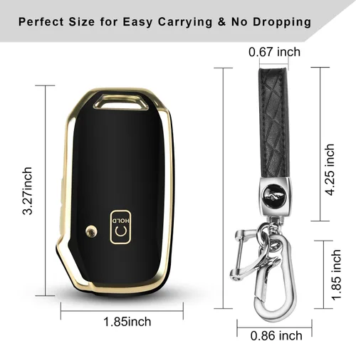 Miniatura 5 de QBUC Funda para llave KIA con llavero para Kia K5 Sorento Telluride 2019, 2020, 2021, 2022, etc. (1 O SIN BOTÓN SOLO EN LA SUPERFICIE FRONTAL)