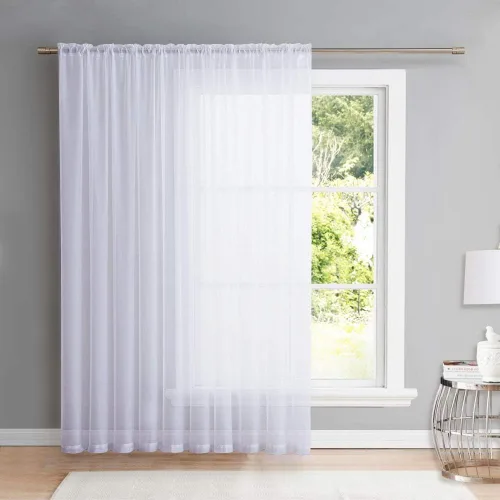 NICETOWN Paneles de cortinas de gasa transparente extra anchas de 84 pulgadas de largo, color blanco para decoración de habitación infantil y puerta