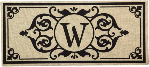 Miniatura 21 de Evergreen Flag Cambridge Monogram Letra A Burlap Sassafras Switch Mat 22" x 10