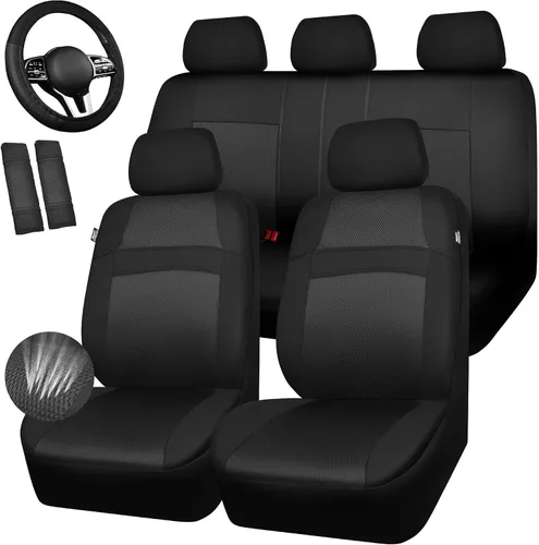 Miniatura 7 de CAR PASS - Fundas de asiento universales de 13 piezas de malla de aire 3D - 100% transpirables, juegos completos, cubierta de volante y cinturón