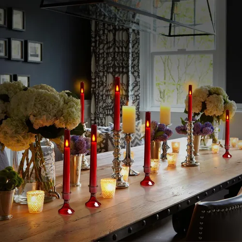 Miniatura 5 de kakoya Velas cónicas sin llama mejoradas con control remoto, 6 piezas de acrílico que funcionan con pilas con palillos de vela, velas LED