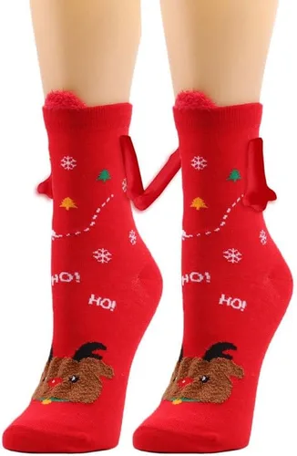 Miniatura 7 de Anager 5 pares de calcetines de Navidad de la mano tomados de la mano pareja magnética mano media tubo calcetines divertidos regalos de Navidad