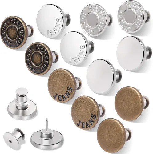 Miniatura 8 de Ceryvop 12 juegos de botones para jeans sueltos, reemplazo instantáneo sin costura y sin herramientas, botón de presión para pantalones, ajustador