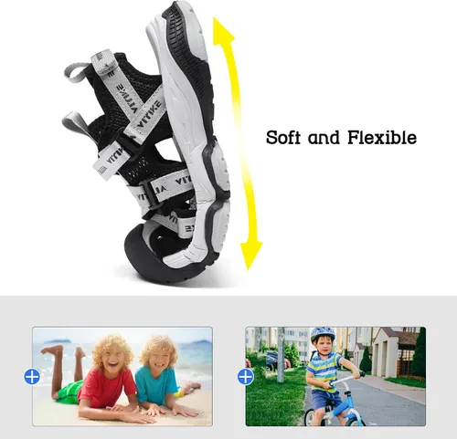 Miniatura 51 de JMFCHI Sandalias deportivas de verano para niños y niñas, sandalias de punta cerrada para exteriores, zapatos atléticos para agua, sandalias