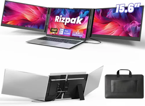 Extensor de pantalla para portátil con un cable, monitor portátil triple ultrafino de 15.6 pulgadas, pantalla IPS FHD de 1080P, conexión