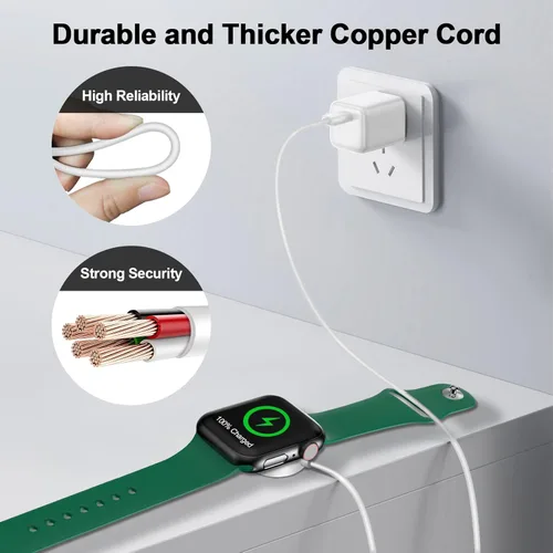 Miniatura 4 de Cargador magnético de carga rápida para Apple Watch, carga inalámbrica magnética compatible con iWatch Series Ultra/10/9/8/7/6/SE/SE2/5/4/3-[1.6