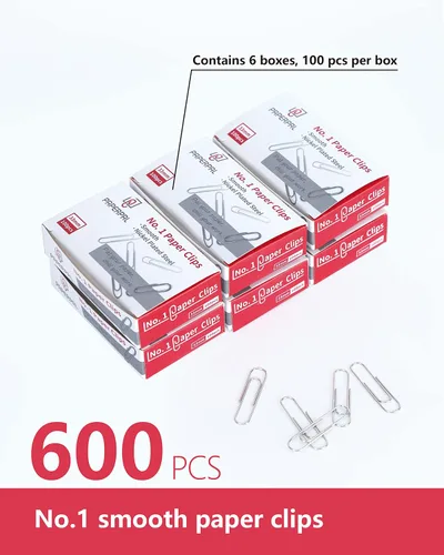 Miniatura 3 de PAPERPAL Clips de papel para oficina, escuela y uso personal, clip liso #1 (1-2/7 pulgadas), 600 clips de papel medianos (6 cajas de 100 cada uno)