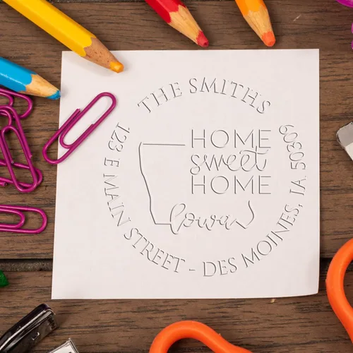Miniatura 245 de Sello en relieve de dirección personalizado para nuevos propietarios de viviendas, sello redondo de 1-5/8 para dirección de casa, estampado