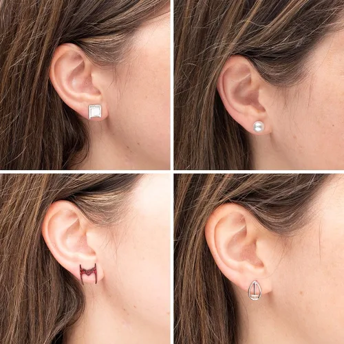 Miniatura 4 de Marvel Studios - Juego de aretes de acero inoxidable con base de metal para mujer, con licencia oficial de WandaVision, se vende en 4 pares