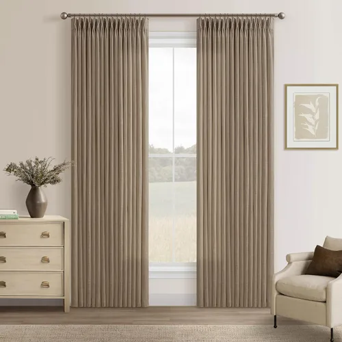 Miniatura 46 de TWODRAPES Cortinas de Lino Plisadas con Pinza Beige Blancas de 54 Pulgadas de Largo 2 Paneles para Comedor Cocina Dormitorio Plisadas Semi