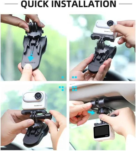 Miniatura 8 de Soporte para visera solar de automóvil para teléfono celular, abrazadera de teléfono de rotación de 360°, soporte de montaje para automóvil
