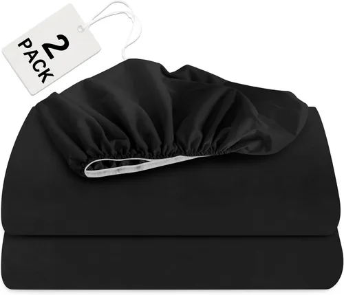 Biloban Juego de sábanas ajustadas para cama individual de 2 piezas, solo sábanas ajustadas con bolsillo profundo de hasta 14 pulgadas, sábana